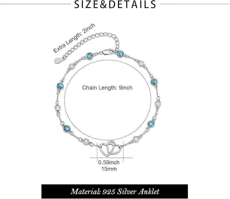 Anklet for Women 925 Sterling Silver Double Infinity Ankle Bracelet Waterproof Summer Jewelry Anniversary Birthday Gifts for Her