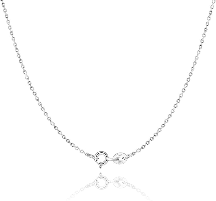 925 Sterling Silver Chain Necklace for Women Girls 1.2mm Cable Chain Italian Thin Silver Chain Super Sturdy & Lasting Shiney 16/18/20/22/24 Inch