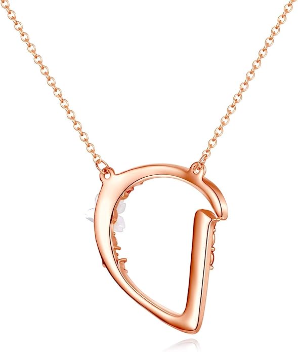 Flower Initial Letter Necklace Pink Red Blue Simulated Pearl Pendant Name Jewelry Made with Austrian Crystals Rose Gold Plated Anniversary Birthday Gifts for Women,18"+2"