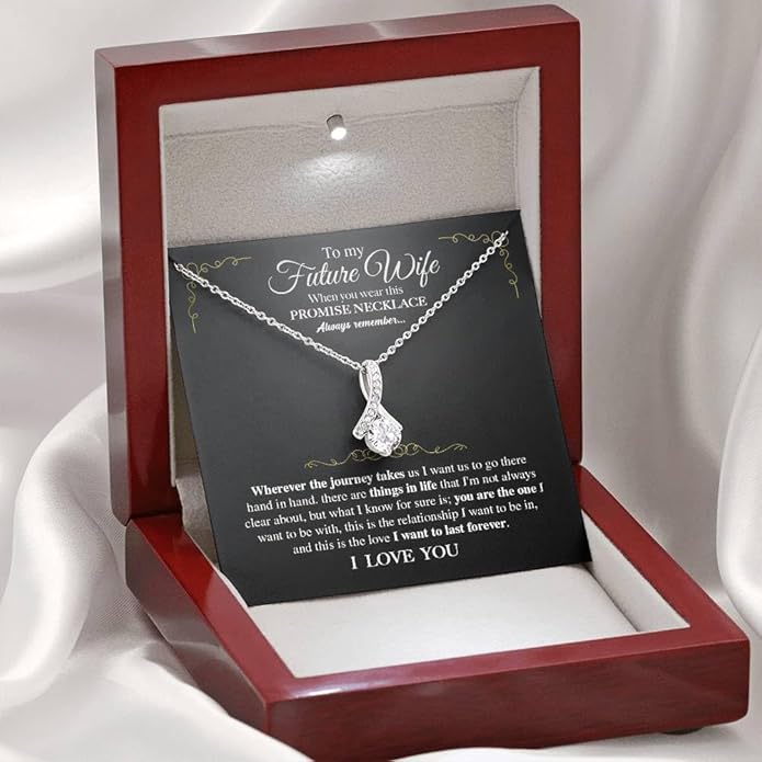To My Future Wife Necklace - Promise Necklace For Her, Fiance Gifts For Her, Birthday Gifts For Future Wife With Message Card, To My Soulmate Necklace For Women Women Romantic Jewelry With Message Card, Gift Box