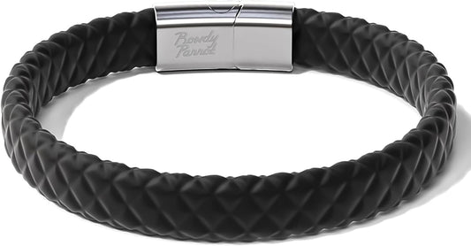 Rowdy Parrot Spartan Genuine StormSilk™ Tactical Rubber Bracelet with Stainless Steel USA Flag & Magnetic Closure - Supports Pairing Military Veterans & K-9 Dog Companions