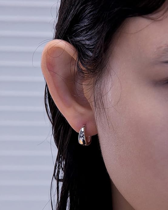 Gold Huggie Hoop Earrings Set for Women Small Chunky Gold Silver Earrings 14K Gold Filled Hypoallergenic Trendy Jewelry Dainty Huggie Earrings
