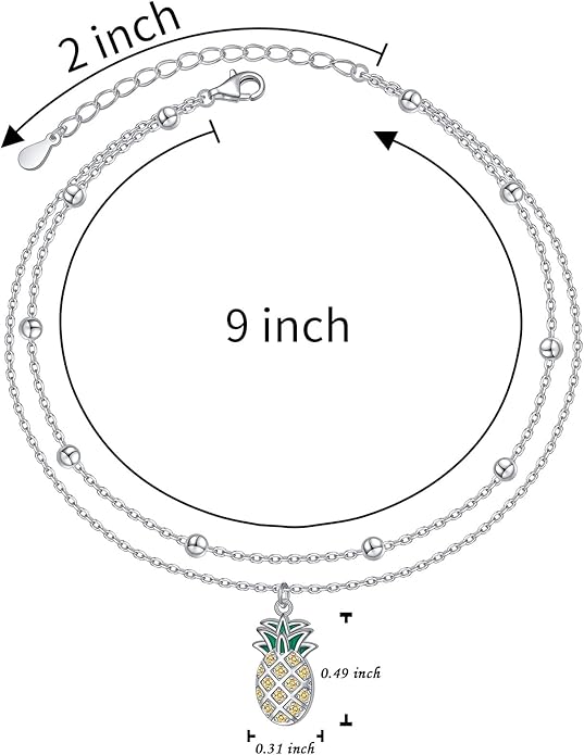 FLYOW Anklet for Women S925 Sterling Silver Adjustable Foot Beaded Heart Charm Ankle Bracelet Anklets Jewelry