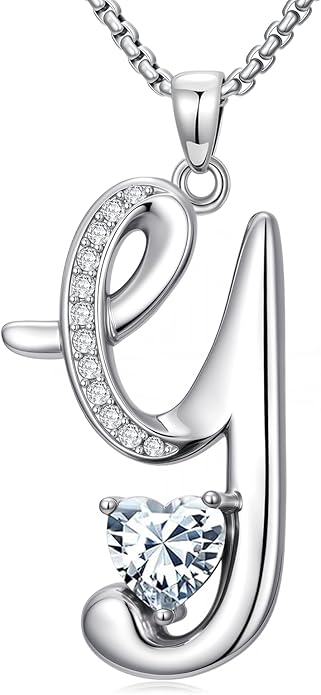 Christmas Gifts for Women Alphabet A to Z Initial Birthstone Pendant Necklaces for Women - 18k White Gold Plated Personalized Name Jewelry Valentine Mothers Day Birthday Gifts for Women Her Girlfriend