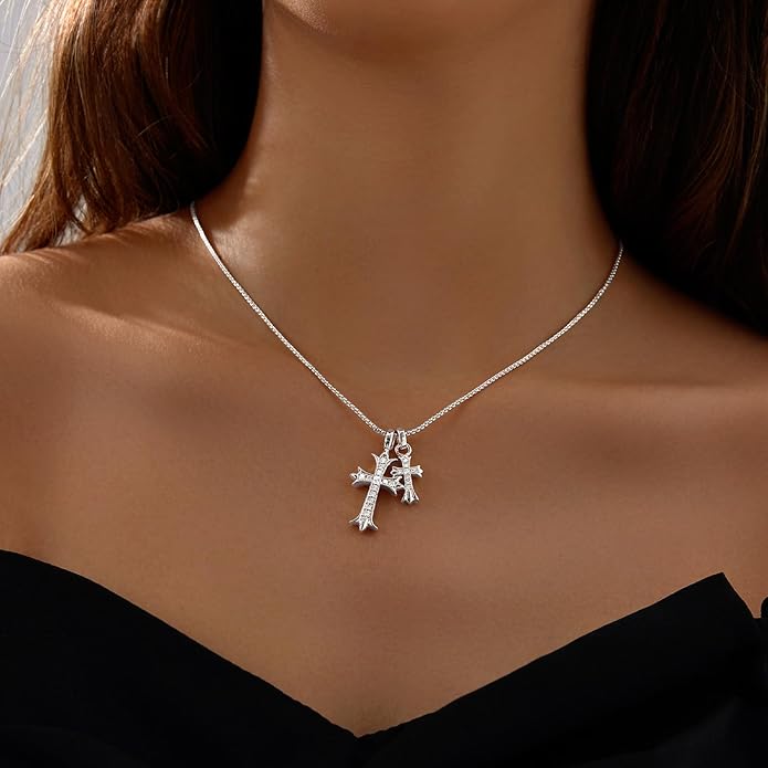 Partm Gold Cross Necklace for Women 14K Plated Dainty Pendant Cross Chain Faith Crucifix Choker Baptism Necklace for Women Trendy Religious Jewelry Hypoallergenic