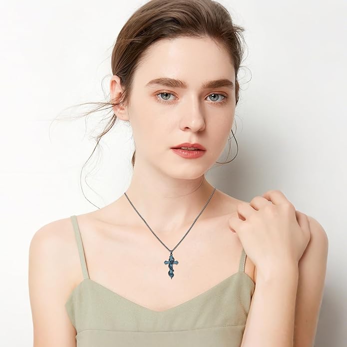 YEESIA Cross Necklace for Men Women 925 Sterling Silver Christian Pendant Religious Jewelry Gift for Men Women.