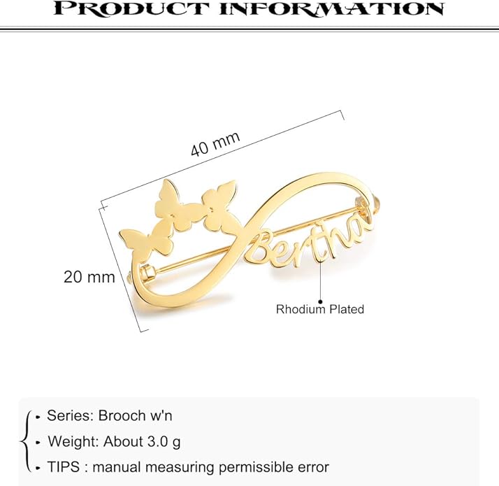 Albertband Name Brooch Pin Personalized Gifts for her Customized Name Brooch for Mother Women Fashion Pin Jewelry Christmas Gifts for mom