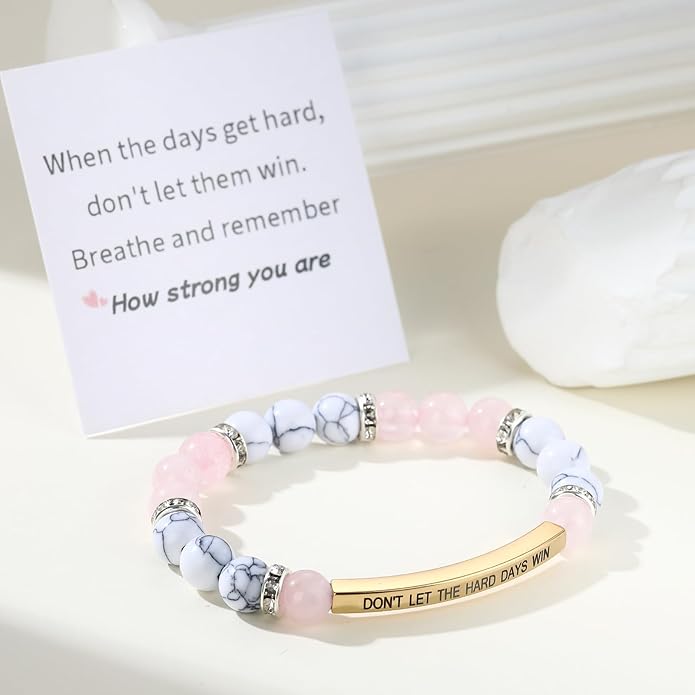 KHKINDPRO Dont Let The Hard Days Win Bracelet for Women Men, Handmade Braided Adjustable Wrap Stainless Steel To My Daughter/Best Friend Inspirational Gifts Ladies Jewelry