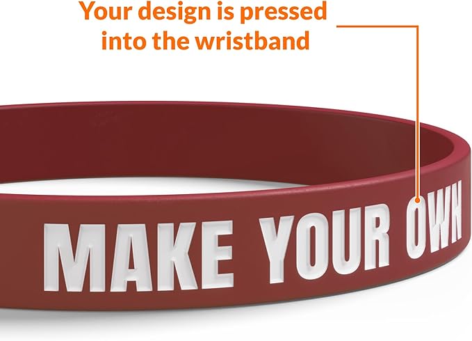 Custom Wristbands For Events, Fundraisers & Promotions | Add Text, Icons, & Logos | Bulk Rubber Bracelets | Classic 1/2” | 100% Silicone