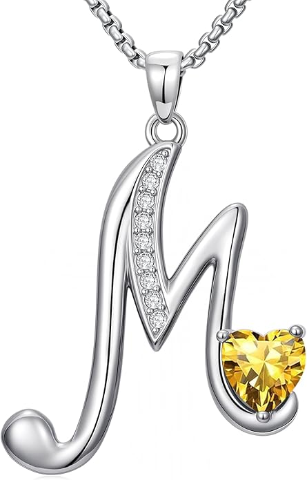 Christmas Gifts for Women Alphabet A to Z Initial Birthstone Pendant Necklaces for Women - 18k White Gold Plated Personalized Name Jewelry Valentine Mothers Day Birthday Gifts for Women Her Girlfriend