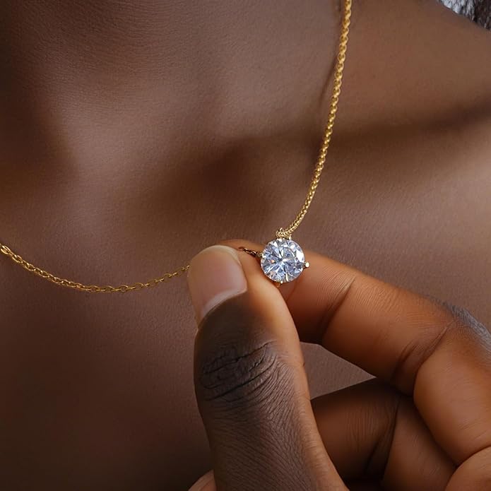 18K Gold Plated Pendant Necklaces for Women, 5A Cubic Zirconia Ice Flower Cut, Hypoallergenic & Tarnish Resistant, Elegant Gift for Her, Anniversary Fashion Jewelry