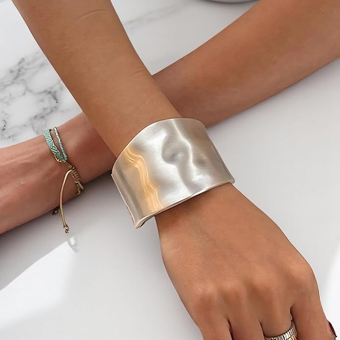 Bangle Bracelets for Women | 14K Gold Plated Trendy Wide Bracelets | Hinged Arm Cuff Bangles Chunky Bracelet for Women