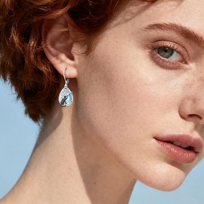 Eusense Sterling Silver Dangle Earrings for Women Tree of Life Animals Moonstone Turquoise Leverback Earrings Jewelry Gifts