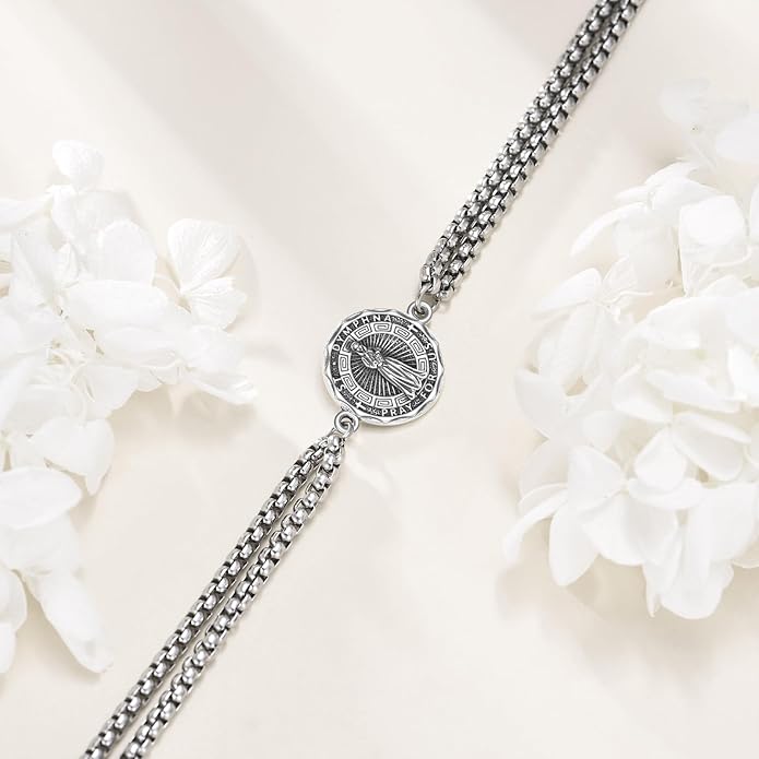 YFN Patron Saint Bracelet Sterling Silver Religious Protector Bracelet Jewelry Gift for Women Men