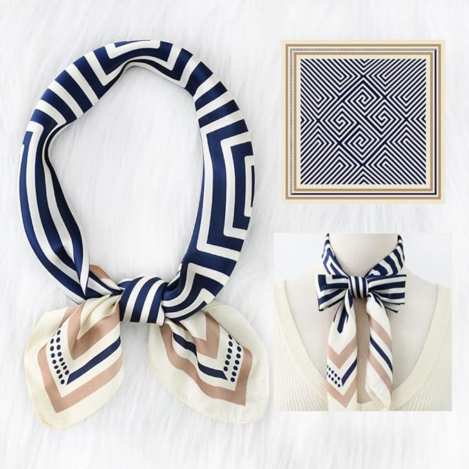 ANDANTINO 100% Mulberry Silk Square Scarf for Hair-25.6" X25.6'' Women Men Natural Silk Neckerchief Digital Printed Headscarf