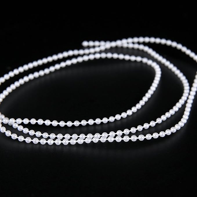 FQTANJU White Pearl Garland Strand,2.5mm Crystal Beads Faux Bead Spool Rope for Wedding Party Decoration DIY Crafts (50 Meters)