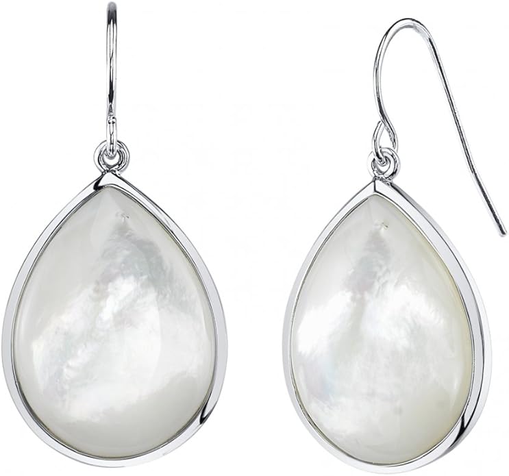 THE PEARL SOURCE Genuine White Mother of Pearl Cultured Pearl Cultured Mother Of Pearl Mave Earrings for Women
