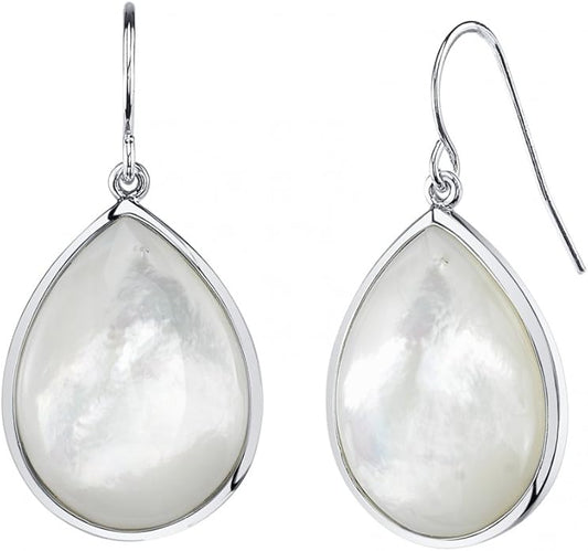 THE PEARL SOURCE Genuine White Mother of Pearl Cultured Pearl Cultured Mother Of Pearl Mave Earrings for Women