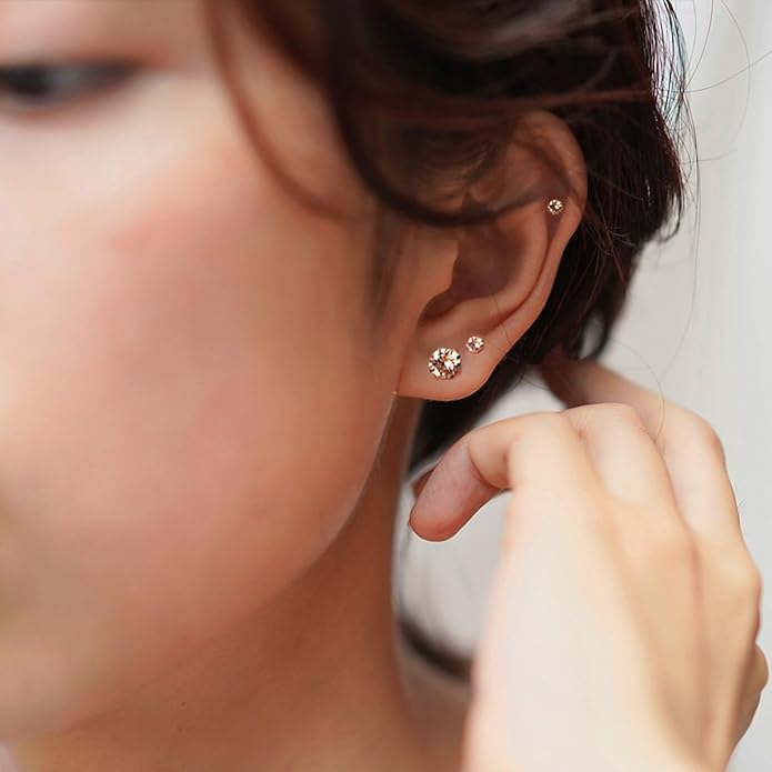 6 Pairs Stud Earrings Set, Hypoallergenic Cubic Zirconia Earrings 316L Stainless Steel CZ Earrings 3-8mm