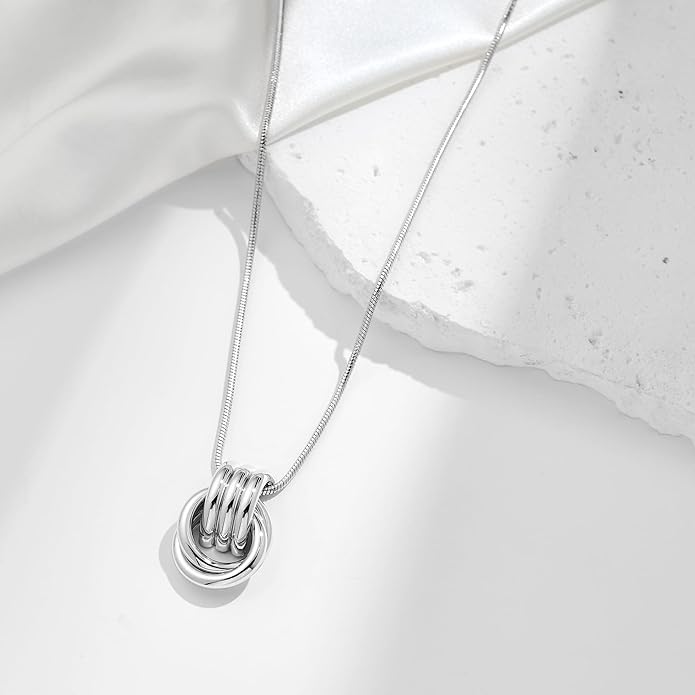 Gold Knot Pendant Necklace for Women Statement Gold Necklace 14K Gold Plated Knot Choker Trendy Jewelry