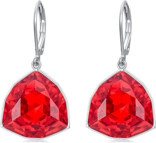 TOUPOP Leverback Earrings for Women Sterling Silver Simple Geometric Birthstone Dangle Drop Earrings Jewelry Christmas Valentine Mothers Day Birthday Gifts for Women Her Wife