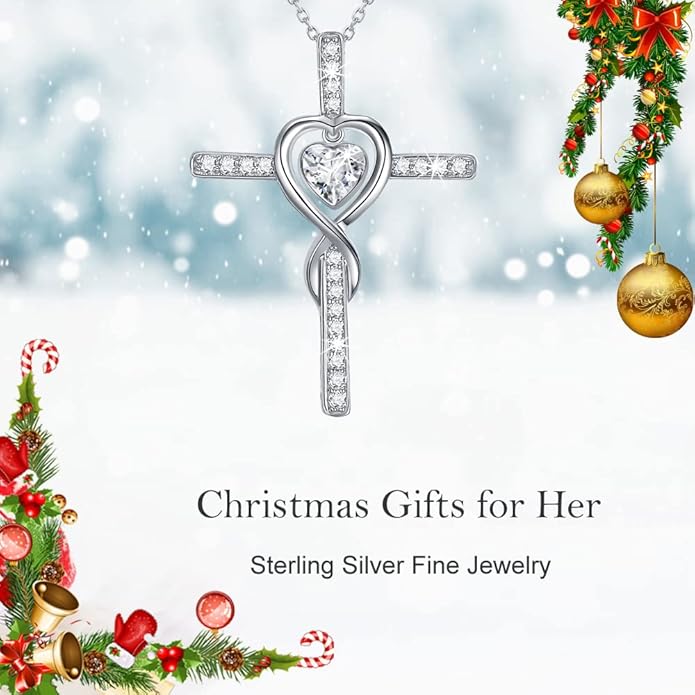 Dorella Love Infinity Christmas Jewelry for Women Birthday Gifts Wife Mom December January Birthstones Blue Topaz Garnet and More Stones Jewelry 925 Sterling Silver