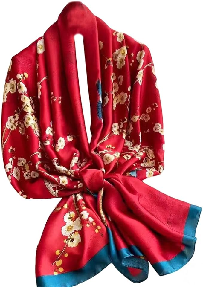 Clysoru Silk Scarf For Women Hair Scarves Lightweight Satin Elegant Shawl Wraps Bufanda Mujer Fashion Accessories 70.8"X35.4"