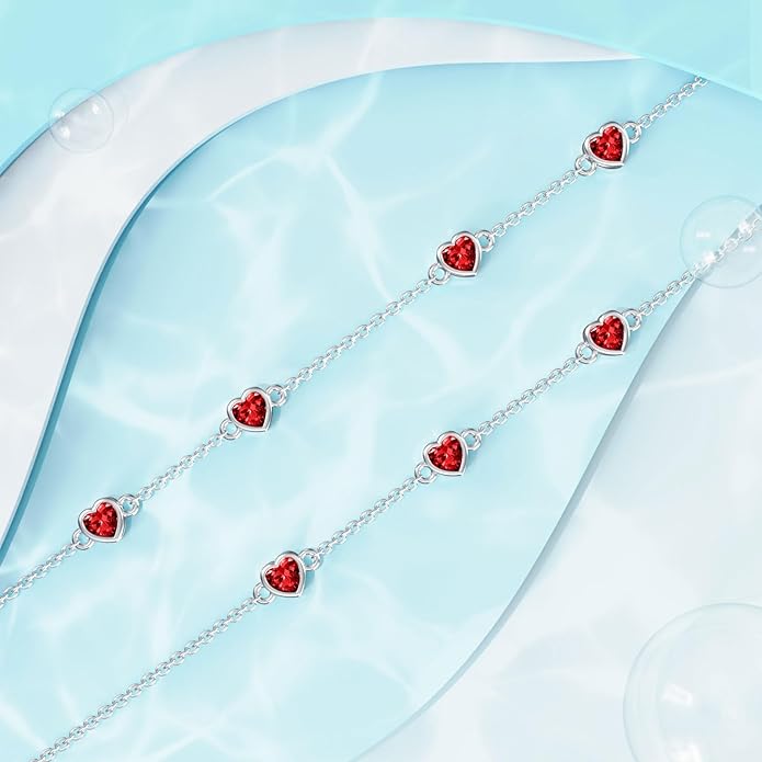 Dorunmo Heart Birthstone Anklet Bracelets for Women 925 Sterling Silver Birthday Jewelry Best Mother's Day for Women Wife