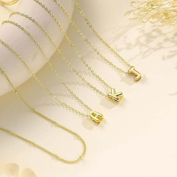 Bubble Letter Necklace Layered Initial Necklaces for Women Dainty Cute Choker Pendant Stack Jewelry Teen Gift Trendy Stuff