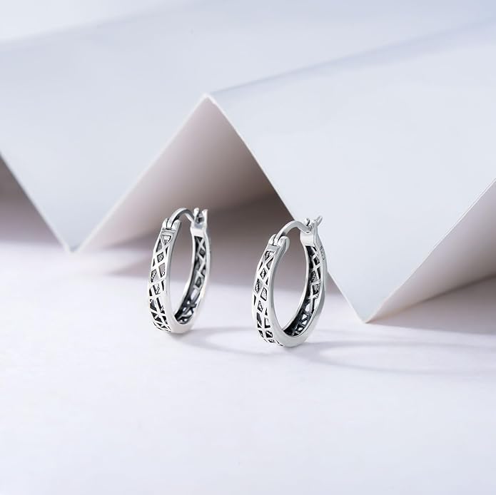 Sterling Silver Hoop Earrings Small Hoop Sun/Leaf/Triangle Huggie Earrings for Women Hypoallergenic