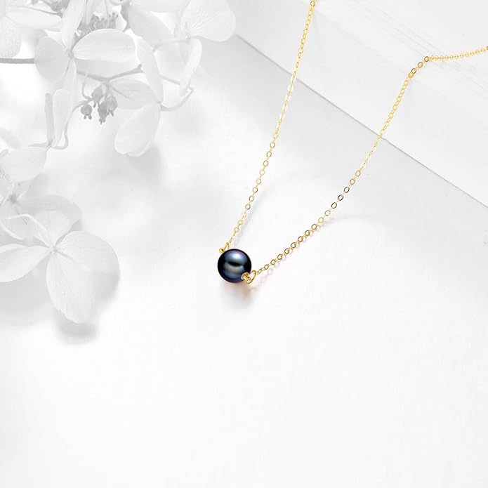 KECHO 14K Real Gold Freshwater Cultured Pearl Pendant Necklace 14K Solid Gold Jewelry Anniversary Birthday Gifts for Women