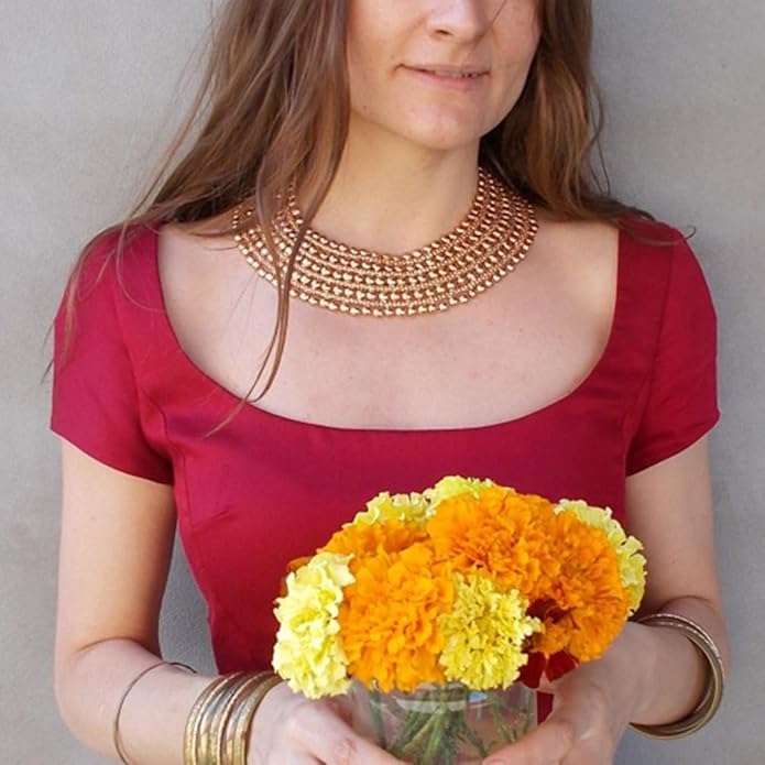 Women Statement Necklace Metal Beaded Chunky Necklace Collar Fashion Party Jewelry