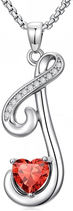 Christmas Gifts for Women Alphabet A to Z Initial Birthstone Pendant Necklaces for Women - 18k White Gold Plated Personalized Name Jewelry Valentine Mothers Day Birthday Gifts for Women Her Girlfriend