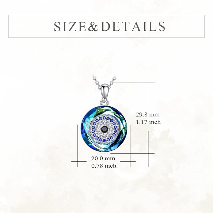 YFN Evil Eye Pendant Necklace for Women 925 Sterling Silver Greek Protection Jewelry with Blue Sapphire and Black Cz Amulet Gift