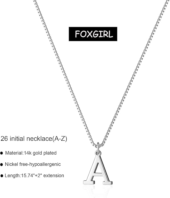 Foxgirl Gold Initial Necklaces for Women, Dainty Gold Letter Necklace Tiny A-Z Pendant Choker Necklace Trendy Cute Personalized Monogram Name Necklace Gold Jewelry Necklace for Women Gift