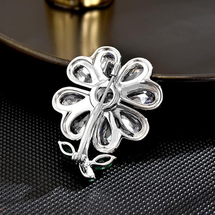 Flower Brooch Pin - Rhinestone Flower Pin 18k Gold Plated - Thanksgiving Day, Birthday, Wedding Gifts for Mom, Wife