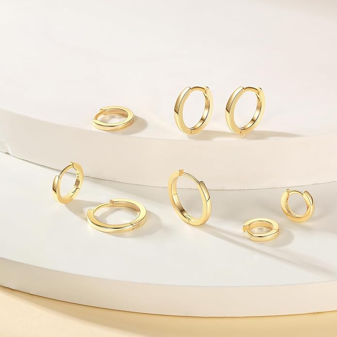 Silvora 925 Sterling Silver Small Hoop Earrings for Women Huggie Earrings Hypoallergenic Cartilage Earrings Tiny Hoops 6mm/8mm/10mm/12mm/14mm/16mm/18mm/20mm