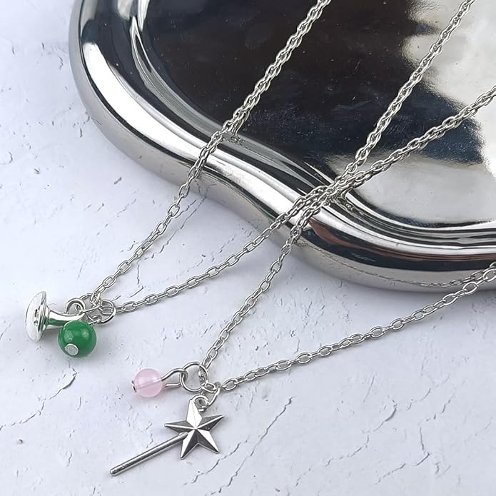 Axepet Witch Jewelry Set Magic Wand&Witch Hat Beaded Stretch Bracelet Earrings BFF Couples Necklace, Christmas Party Dress Deco Witch Merch Jewelry