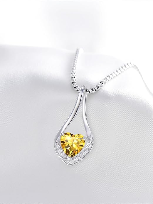 Birthstone Necklaces for Women,18k Yellow/White Gold Plated Forever Love Heart Infinity Pendant Necklace Anniversary Jewelry Christmas Birthday Gifts for Women Her Wife Girlfriend