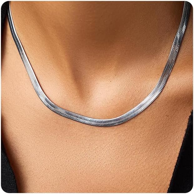 Dainty Chain Necklace for Women, 18K Gold Plated Coin Disc Choker Necklaces Simple Satellite Beaded Twisted Thin Paper Clip Chain Everyday Jewelry Gifts