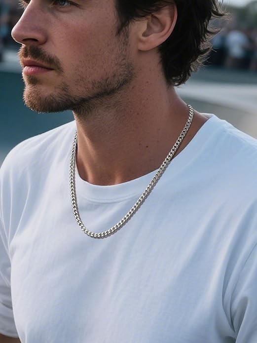 ChainsPro Chunky Miami Cuban Link Chains for Men,Stainless Steel Cuban Chain Necklace,4.8/6/10/14mm Width,No Tarnish& Thick Hip Hop Jewelry,18-30 inch Length, Black/Gold Plated/Silver,Send Gift Box