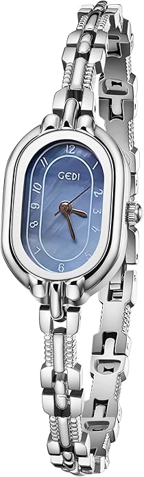 Women's Vintage Oval Watches Luxury Minimalism Bracelet Small Gold Tone Watch Ladies Analog Waterproof Watch Fashion Bangle Bracelet Dress Watch with Stainless Steel Band