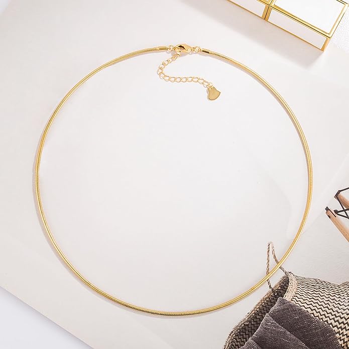 Women 925 Sterling Silver 2MM Solid Dome Collar Necklace Simple Fashion Golden 16 "18" 20 "+1.9 "Adjustable Length Choker Fine Jewelry Gifts