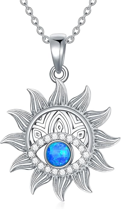 VONALA Silver Evil Eye Necklace for Women Hamsa Fatima Necklace Hamsa Hand Jewelry Gifts for Men