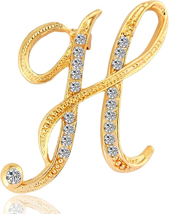 BeeGift Letter Brooch Pins Initial Rhinestone Brooch for Women Crafts,Rhinestone Crystal Lapel Pin Brooches Gold A-Z 26 Letters