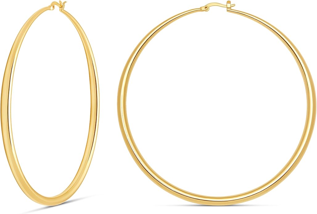 MILLA 14K Gold Hoop Earrings For Women, Silver Hoop Earrings & Rose Gold Earrings with Graduated Curvature