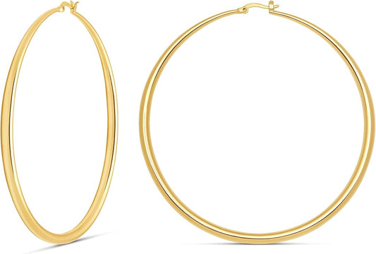 MILLA 14K Gold Hoop Earrings For Women, Silver Hoop Earrings & Rose Gold Earrings with Graduated Curvature