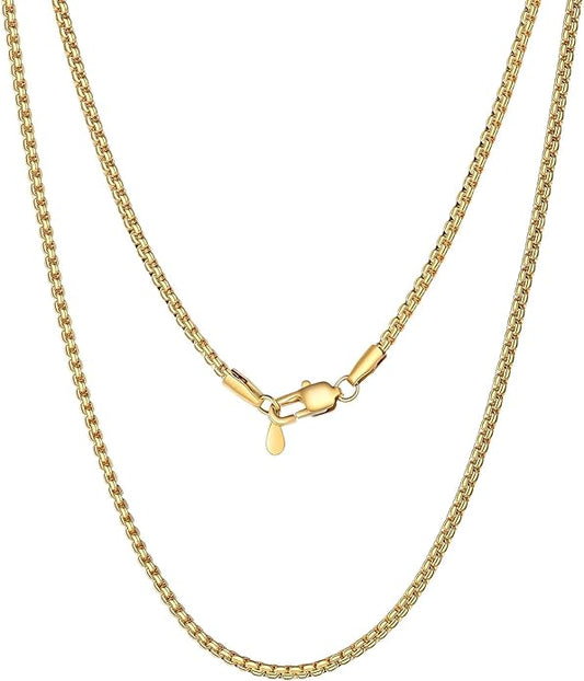 PROSTEEL Stylish Stainless Steel Round Link Chain Necklace for Men, 2mm/4mm/6mm/8mm. Silver/Gold/Black Tone, Hypoallergenic Jewelry, 14"-30", Come with Box