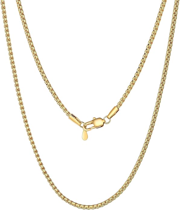 PROSTEEL Stylish Stainless Steel Round Link Chain Necklace for Men, 2mm/4mm/6mm/8mm. Silver/Gold/Black Tone, Hypoallergenic Jewelry, 14"-30", Come with Box