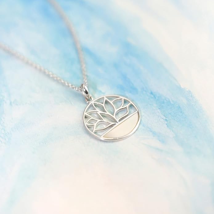 Boma Jewelry Sterling Silver Lotus Flower Necklace, 18 Inches